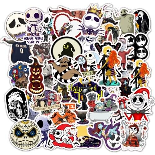 Cartoon Halloween Holiday Ghost Graffiti Aesthetic Sticker Luggage Computer Skateboard School Office Stationery Decoration 50PCS