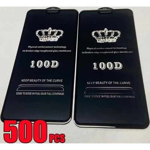 500pcs 100D Tempered Glass Full Glue Screen Protector For Samsung Galaxy S21 Plus S20 FE Note 20 A02 A12 A22 A32 A42 A52 A72 A82