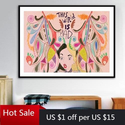 Alice Art Print Canvas Painting Colorful Poster and Print Wall Art Picture Modern Girl Room Decoration Wall Decor