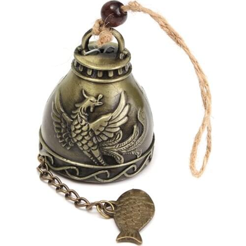 Retro Antirust Brass Bell Lucky Gift Wish You Good Luck Hanging Wind Chimes Craft Outdoor Living Yard Home Decorative consistent