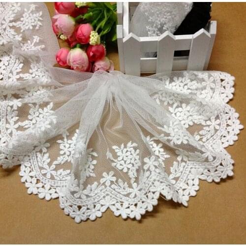 Free shipping 13cm high quality computer embroidery hydrotropic voile lace, bridal dress lace,skirt lace trimming,lace trim
