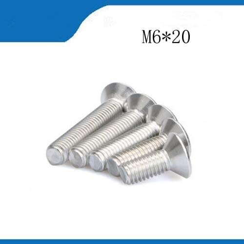Free shipping 15 pcs M6*20 316 Stainless SteelCountersunk Flat Hex Hexagon Head Allen Screw Bolt DIN7991 stainless nails,bolts