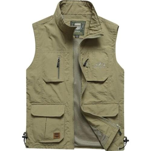 Quick-drying Breathable Fishing Jackets Nylon Multi-pockets Vest Mens Outdoor Photography Mountaineering Hiking Waistcoat M-5XL