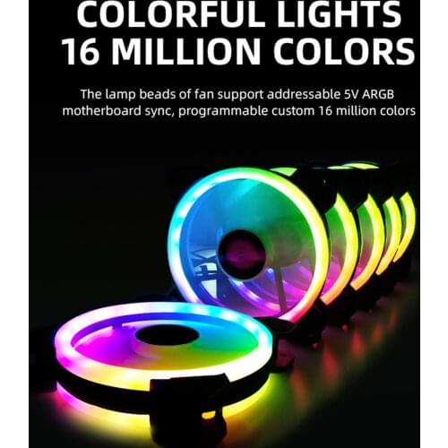 12cm RGB PC Case Cooling Fan Small 6 Pin Quiet Cooler Heatsink Radiator Computer Water Cooling System Waterblock