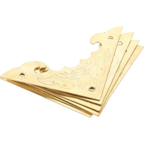 DRELD 12Pcs Antique Gold Jewelry Box Corner Foot Wooden Case Furniture Decorative Metal Corner Protector Furniture Decor 40*40mm