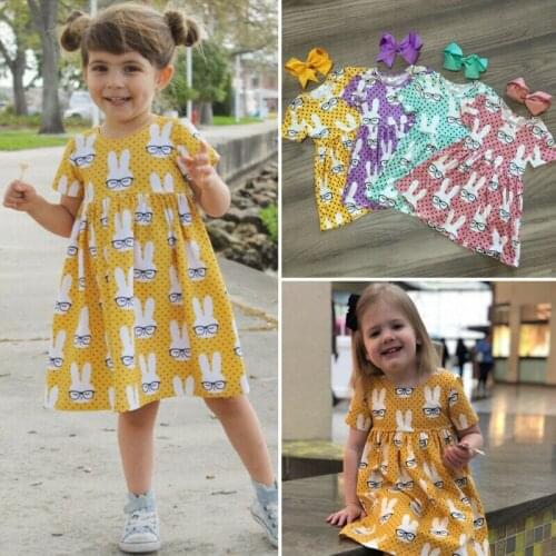 Summer Toddler Baby Kids Girl Dress Easter Rabbit Bunny Tutu Dress Clothes
