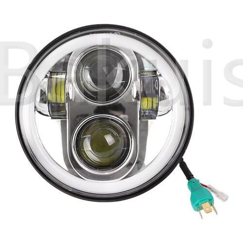 For Harleys Lights 5 3/4" Black LED MOTO Headlight with Halo Ring for Harley Sportster Iron 883 1200 Dyna Street Bob FXDB