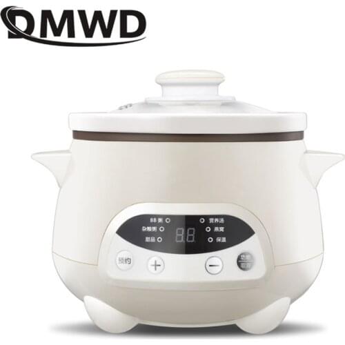 DMWD 400ML Mini Electric Stewing Soup Pot 220V Personal Ceramic Cooking Tea Cup With Stainless Steel Infuser For Office 3 Gear