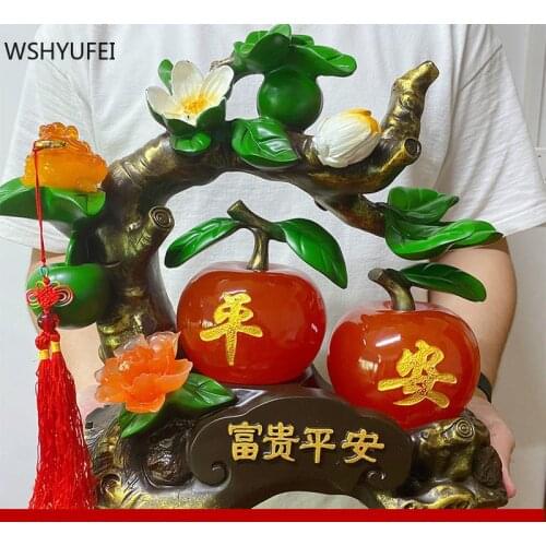 Home Feng Shui Resin Apple Model Ornaments Wine Cabinet Auspicious Decoration Housewarming Gifts Sculpture Crafts Accessories