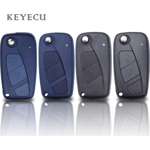 Keyecu Flip Remote Car Key Fob 2 or 3 Buttons 434MHz with PCF7946 Chip for Fiat 500 500L New Grande Punto Bravo Ducato
