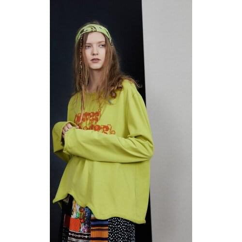 IRINACH478 Fall Winter 2021 Collection Original Design Embroidered Long Sleeve O Neck T Shirt Women