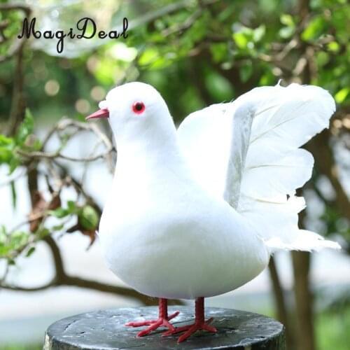 Artificial Foam Feathered White Doves Pigeon Wedding Decorative Ornament Craft Landascape DIY Decor Ornament