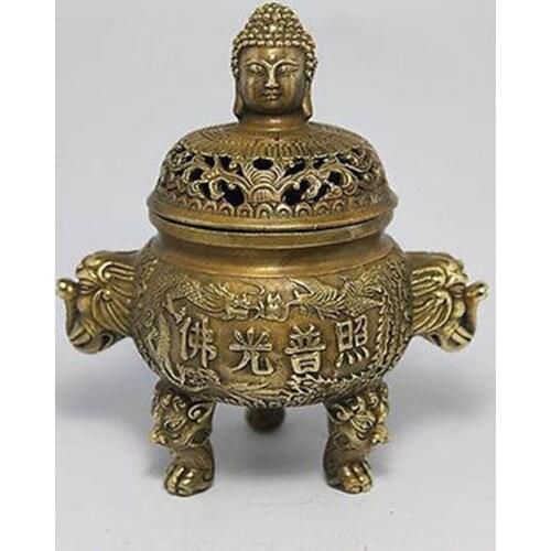 Chinese folk collection of old dragon censer bronze Buddha