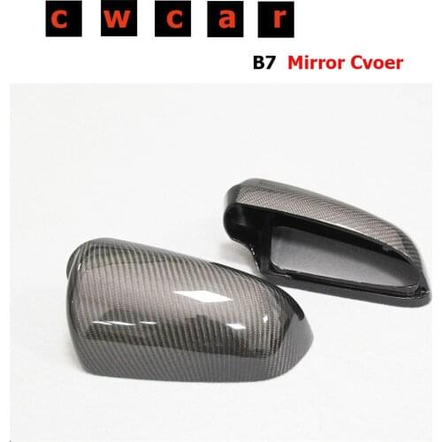 For Audi A3 A4 B7 S6 Carbon Fiber Rear side view cap mirror cover Gloss Black Finish Replacement Style B7 Mirror Cover 2005-2008