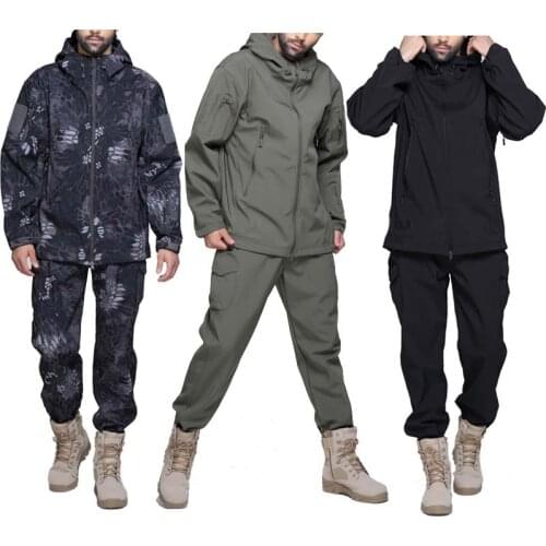Army Shark Skin Soft Shell Clothes Tactical Windproof Waterproof jacket men Flight Pilot Hood Coat Military Field bomber Jacket