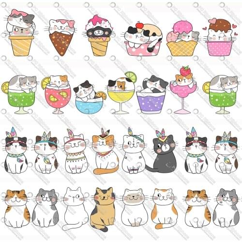 1-1/2" Cute Ice Cream Cat Printed Custom Cartoon Design Ribbons for DIY Crafts Hair Bow Lanyard/Satin /Grosgrain Ribbon CA288