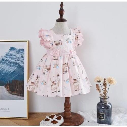 Summer Lolita Vintag Princess Pink Cute Causal Sleeveless Dress For Baby Girls A-line Dress Cotton Dress Birthday Party Turkey
