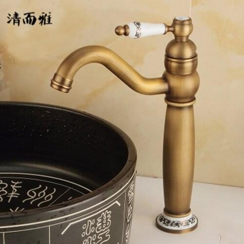 All copper antique ceramic faucet 8866 C models retro blue and white porcelain basin copper faucet wholesale gold