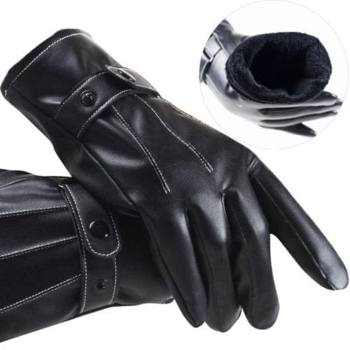 2020 Winter Mens Gloves Fitted Real Leather Touch-Screen Gloves with Racing Driving Gloves