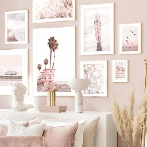 Coconut Tree Surf Beach Seagull Flower Wall Art Canvas Painting Nordic Posters And Prints Wall Pictures For Living Room Decor