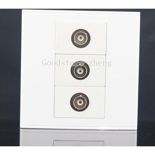 Wall Face Plate 3 Ports CCTV Camera Security BNC Female Connector Jack Faceplate