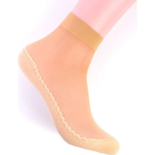 5pair Girls Socks Velvet Short Imitation Silk Summer Women Cotton Bottom Sweat Absorption Non Slip Middle Tube Massage