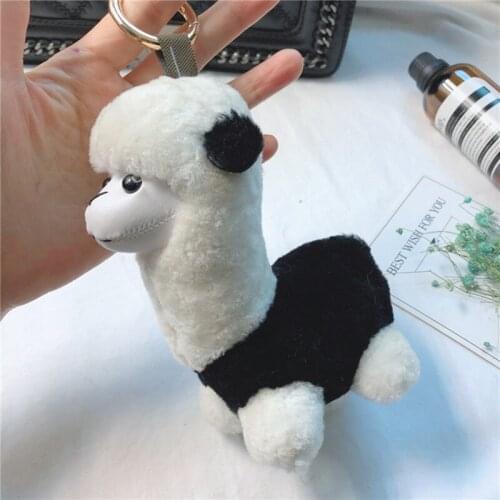 New Cartoon Alpaca Pokemon Keychain Rabbit Fur Fluffy PomPom Keychain Bag Pendant Ornament Childrens Gift Car Key Jewelry
