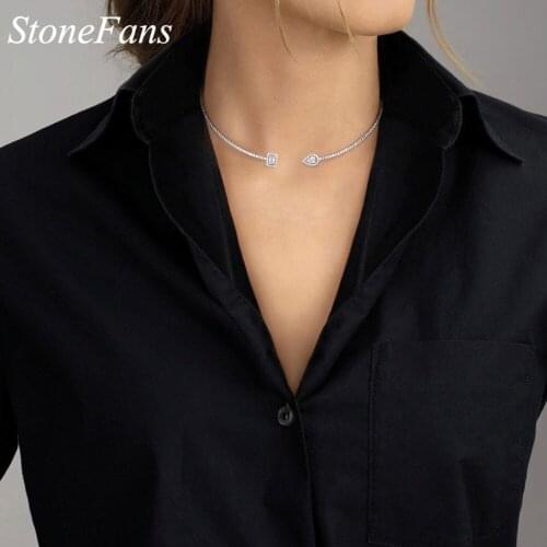 Stonefans Water Drop Collar Choker Neck Chain Rhinestone Necklace Women Fashion Crystal Clavicle Chain Necklace Charm Jewelry