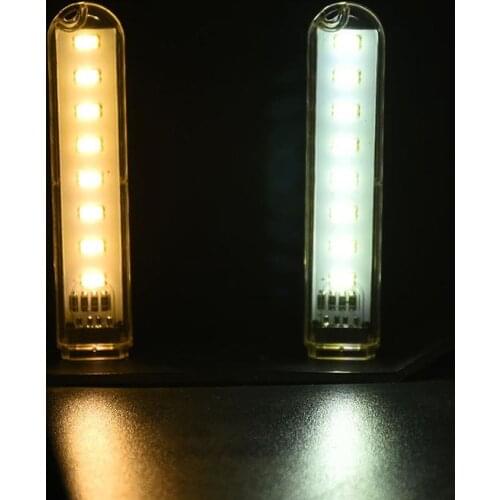 Mini USB Power 8 LED Night Light Portable 5V Reading Lamp for Power Bank Computer Laptop