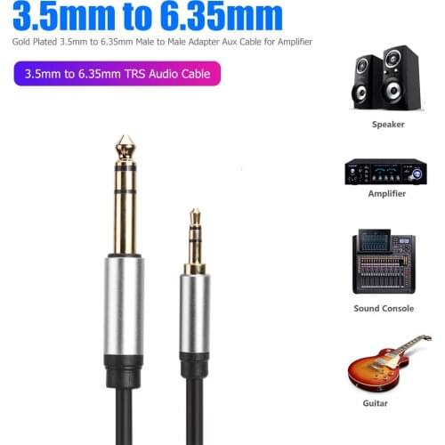Gold Plated 3.5mm to 6.35mm Male to Male Adapter Aux Cable for Amplifier Gold Plated 3.5 Jack to 6.5 Jack 0.5m 3m 5m Aux Cabo