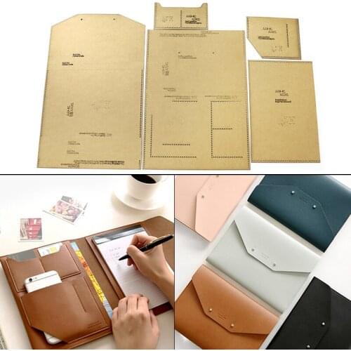 DIY Leather Portable Clutch Bag Acrylic Pattern Document Bag Kraft Paper Template DIY Handmade Leather File Bag Sewing Tools