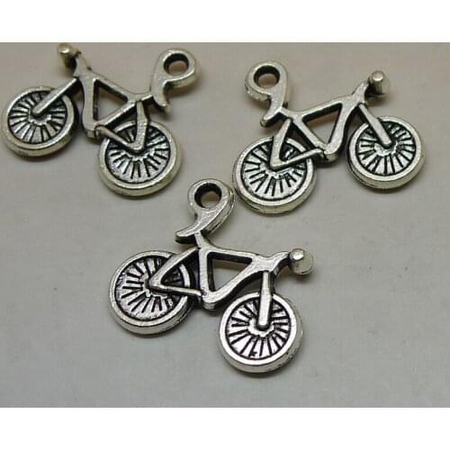 Nevstop 200pcs/lot Antique Silver Bicycle Charms 15x16mm Cycling-Bike Pendant Vehicle Transportation Jewelry Accessories