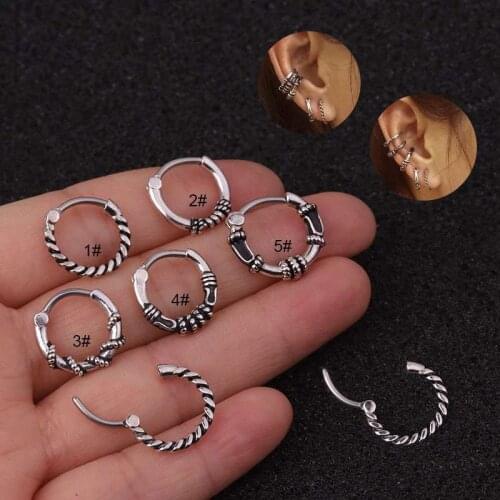 1Pc 10mm Rhodium Stainless Steel Barbell round Cz Hoop Cartilage Helix Daith Rook Lobe Earring Circle Ear Piercing Jewelry