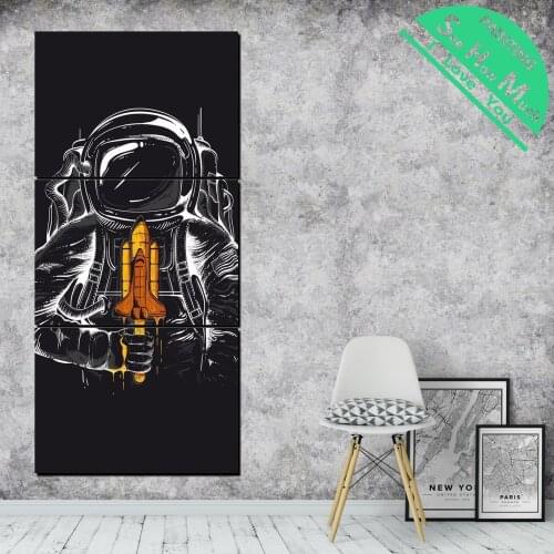 3 Piece astronaut Modern Wall Painting Posters and Prints Picture Canvas Painting Framed Decorative Pictures for Living Room