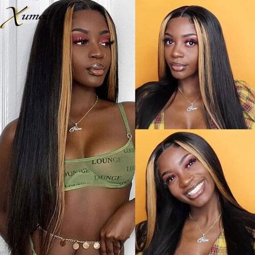 XUMOO Heat Resistant Synthetic Wig Long Straight Highlight Blonde Non-Lace Wig Red Cosplay Synthetic Wigs For Black Women