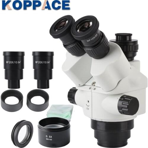 KOPPACE 3.5X-90X Trinocular Stereo Microscope Lens Trinocular Industrial Microscope Lens 0.5X CTV Adapter Continuous Zoom Lens