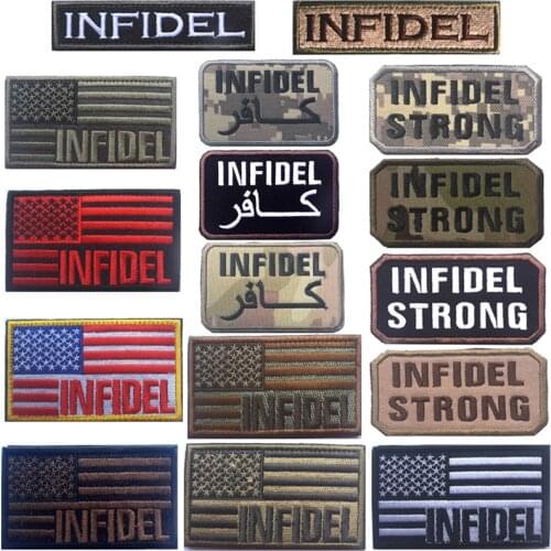 Embroidered Patch US Flag ARMY INFIDEL STRONG Cstume Applique Emblem Badges Tactical Embroidery Patch Decorative Patches
