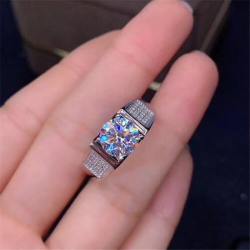 Jewelry Moissanite Man Ring 1ct D Color Moissanite Ring for Man 925 Silver Moissanite Man Jewelry Gift for Woman
