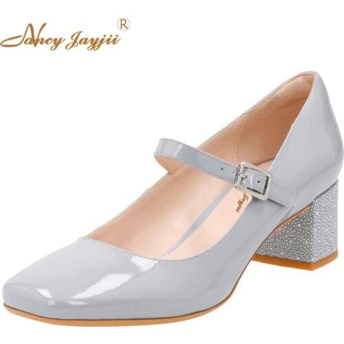 Superstar Mary Janes Chunky Heels Lolita Buckle Shoes Spring Summer Handmade Patent Leather Shoes Pumps Casual Womens NancyJayji