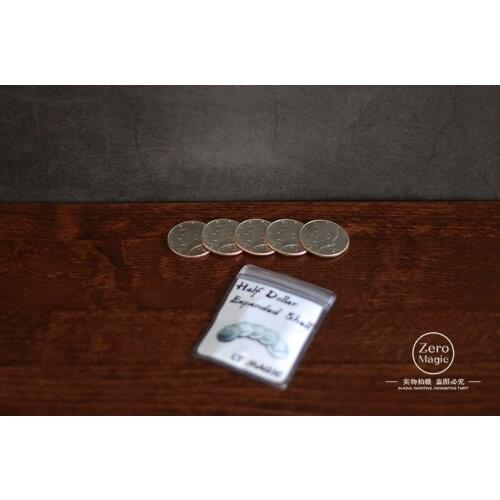 1 PCS/Magic Toys Half dollar Expanded shell Dollars COINS,real coins,4 coins+1shell, Magic Tricks,Wholesale