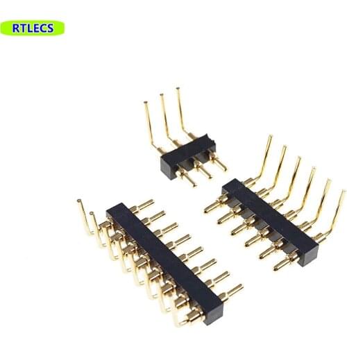 100pcs Spring Loaded Pogo Pin Connector 2.54 mm Pitch 3 Pins Through Holes PCB Height Right Angle 90 Degree Through Holes PCB