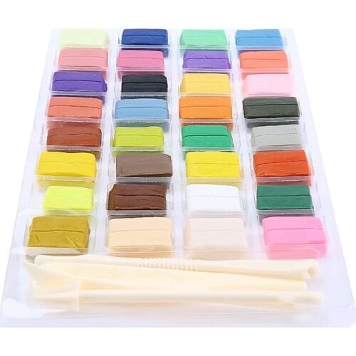 32 Mixed Color Set Oven Bake Polymer Soft Clay Modelling Moulding DIY Toys Tool Diy Crafts Supplies Birthday Gift for Kids Adult