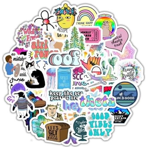 50pcs Beautiful Butterfly Sticker Waterproof Suitcase Bike Motorcycle Helmet Car Styling Accessories Stickers