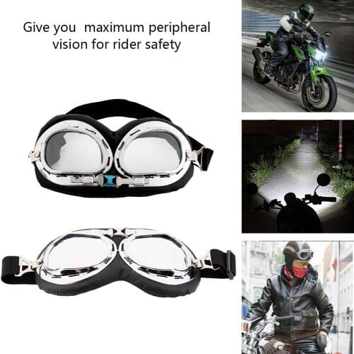 Anti-UV Vintage Motorcycle Goggles Pilot Biker Helmet Sunglasses Scooter Cruiser ATV Glasses Off-Road Motocross Racing Eyewear
