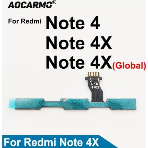Aocarmo For Xiaomi Redmi Note 4 4X Pro Global Side Button Power On Off Volume Button Flex Cable Repair Parts