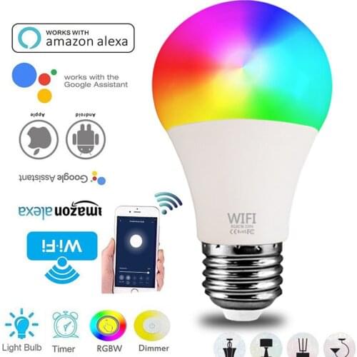 Wifi Smart Bulb Alexa Voice Control Rgbcw Dimming And Color Matching A19 E27 E25 B22 Bombilla Wifi Ampoule Lampada Bombillas