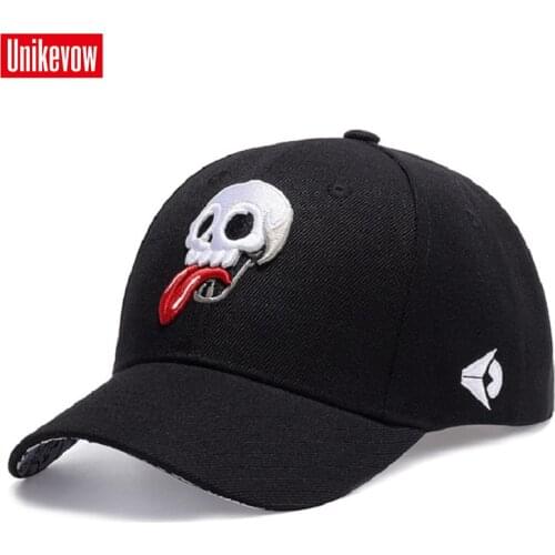 UNIKEVOW Brand Unisex Baseball Cap 3D Skull Embroidered Snapback Hat Outdoor Sport Leisure Caps