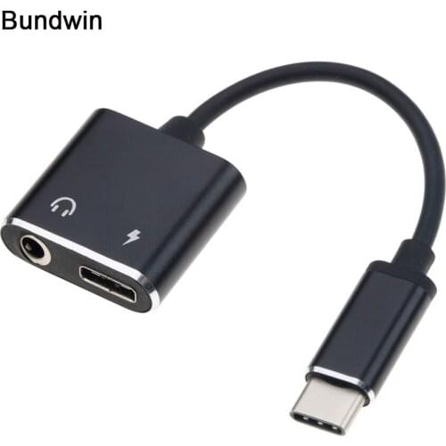 Bundwin Type C To 3.5mm Earphone Jack Adapter For Huawei P20/Mate 10/Pro Aux Audio Headphone Charger Cable USB-C Converter
