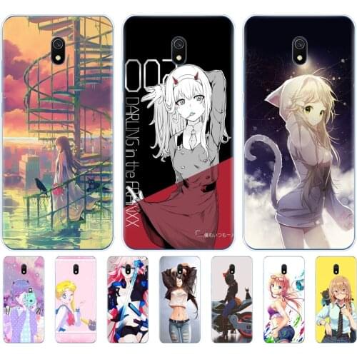 Silicon case for redmi 8a 8 case cover for xiaomi redmi note 8 PRO 8T 9S case for xiaomi mi 10 NOTE 10 PRO MI 9 lite Anime girl