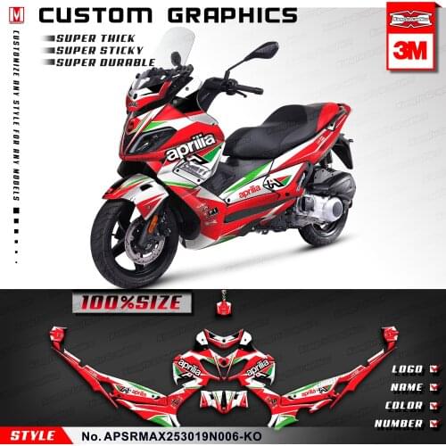 KUNGFU GRAPHICS Personalised Vinyl Decal Stickers Kit for Aprilia SR MAX 250 300 2019 2020, Red White